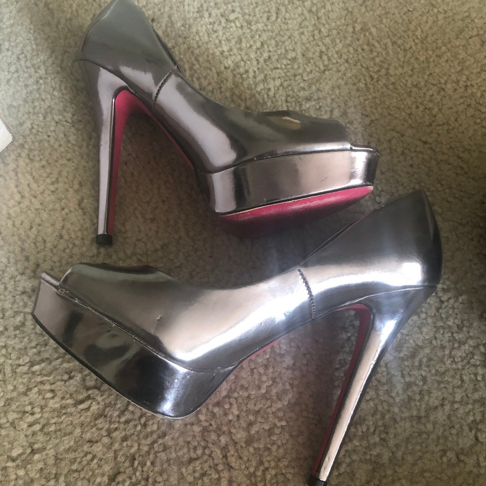 Silver Open Toe Platforms - image 2